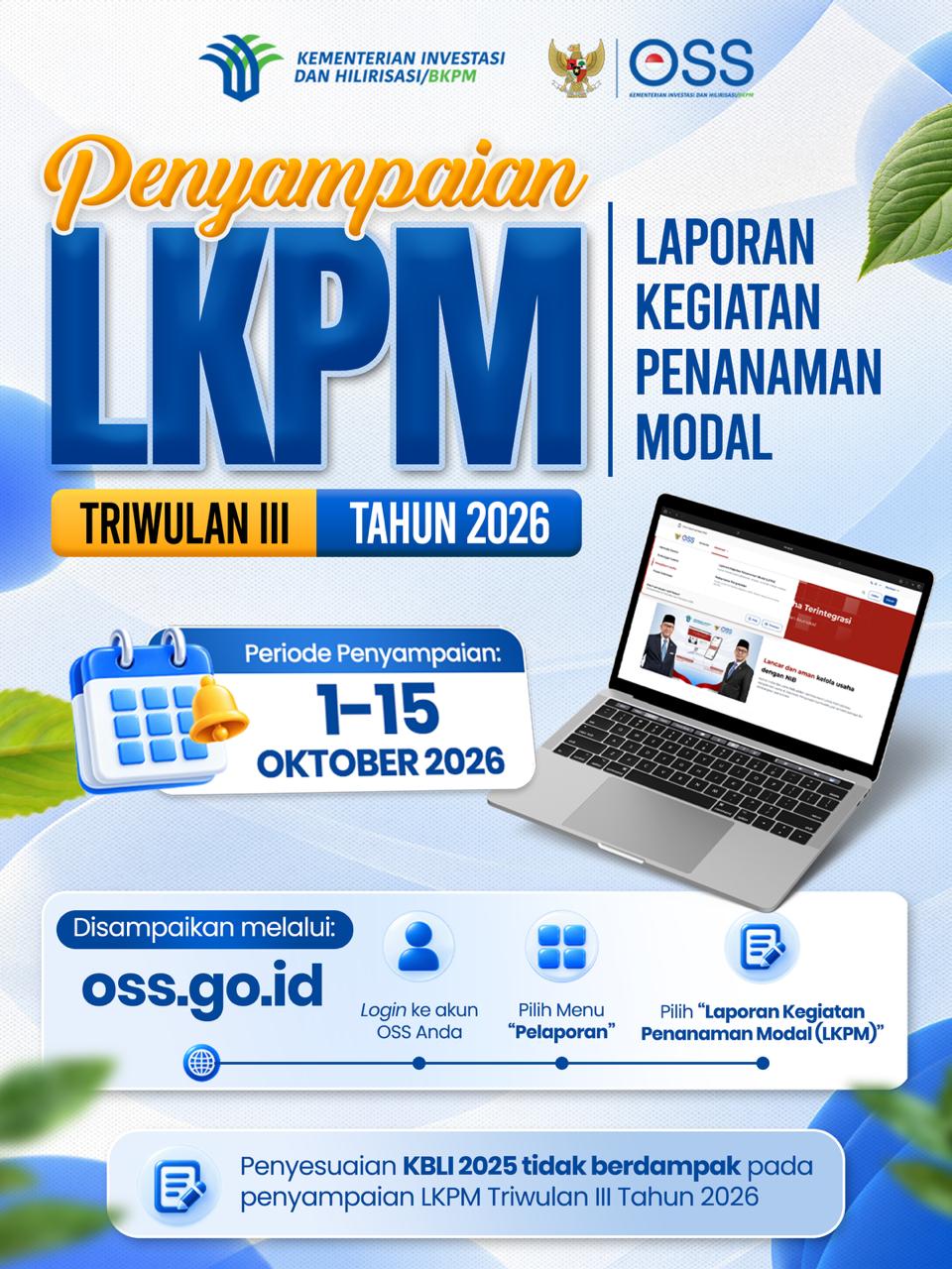 Penyampain LKPM Triwulan III tahun 2026